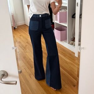 Kate Spade Navy Color Blocked Jeans with Contrast Pockets